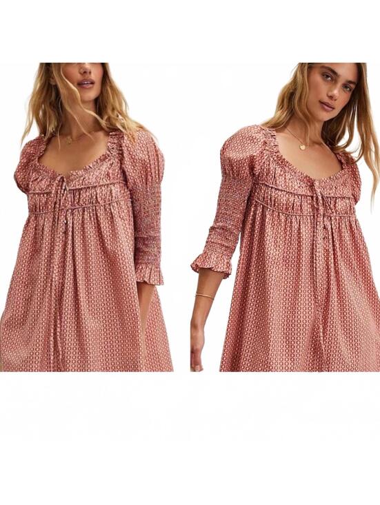 Free People Dresses & Skirts - Free People Star Dip Mini Dress in the "Glass Roses Combo" colorway Sz M #1389